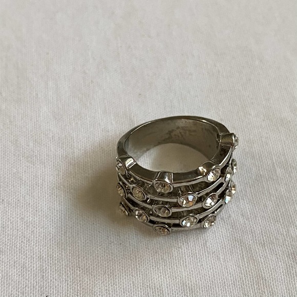 VTG Silver CZ Diamond Stacked Wide Ring - Picture 4 of 5